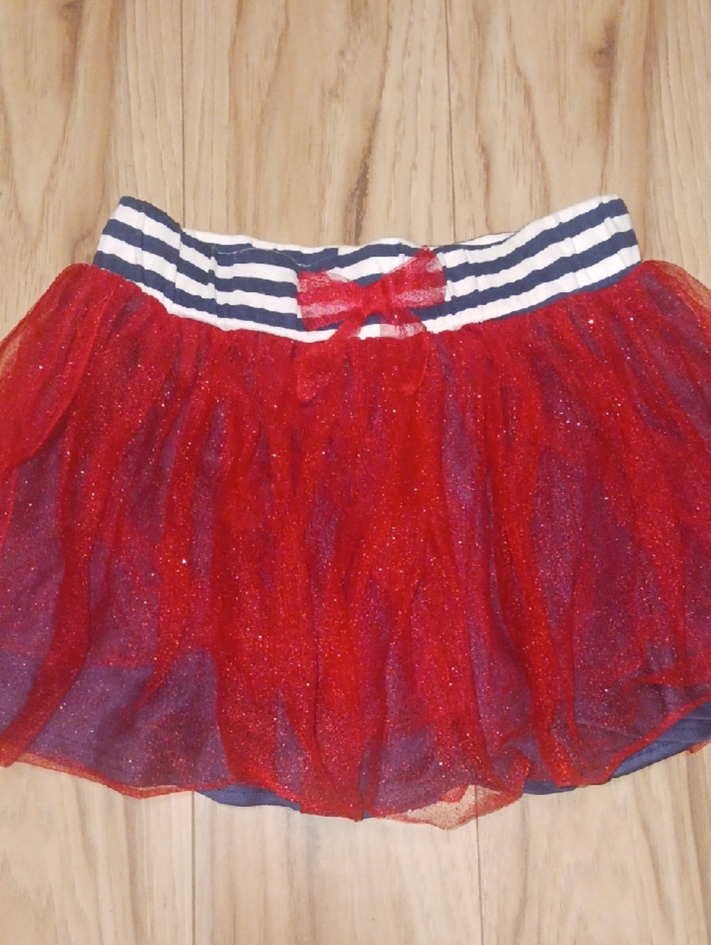 🐞10 for 13❗️SALE❗️Girls Red Glitter Tulle Skirt with Striped Elastic Waist
